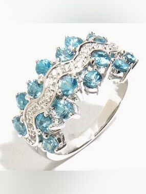 Exquisite Blue Topaz Wave Ring.